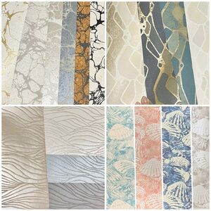 New 18 Large Crafts Wallpaper Sheets Inspired By The Ocean- Waves & Shells - DIY